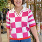 Chelsea Checkered Top - Hot Pink