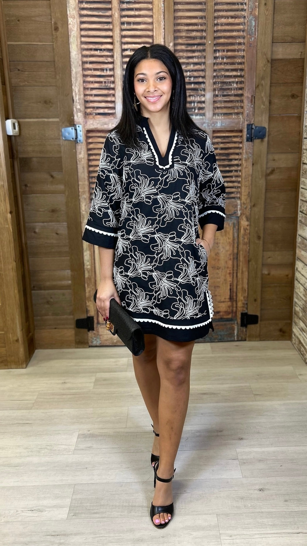 Veronica Embroidered Dress - Black