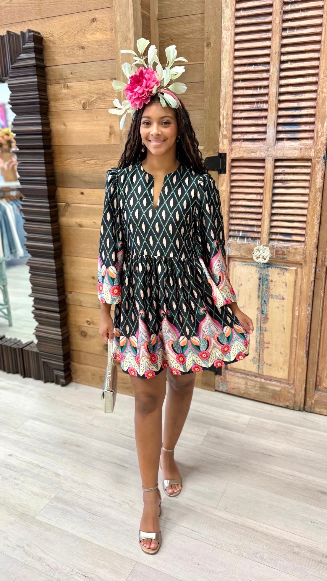 Frances Floral Dress - Black