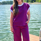 Georgianna Striped Drawstring Pants - Red & Blue With White Trim Detail