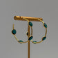 Gold & Green Crystal Hoop Earrings