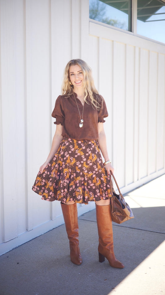 Ivy Jane Suede Top - Chocolate