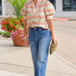 Sara Tulip V Neck Top - Ecru