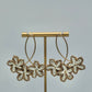 Oval & Flower Raffia Earrings - Natural