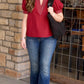 Charlotte Embroidered Top - Burgundy