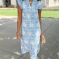Kenzie Floral Embroidered Dress - Blue