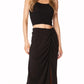 Bobi Shiloh Shirred High Slit Skirt - Black