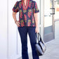 Chloe Floral Top - Black/ Wine