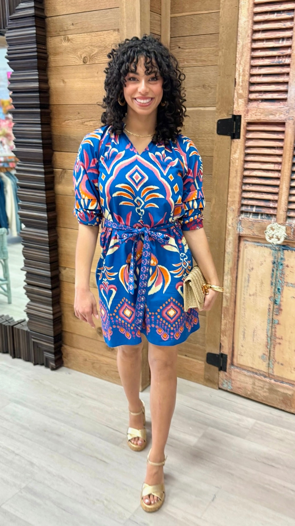 Gia Cobalt Ikat Dress