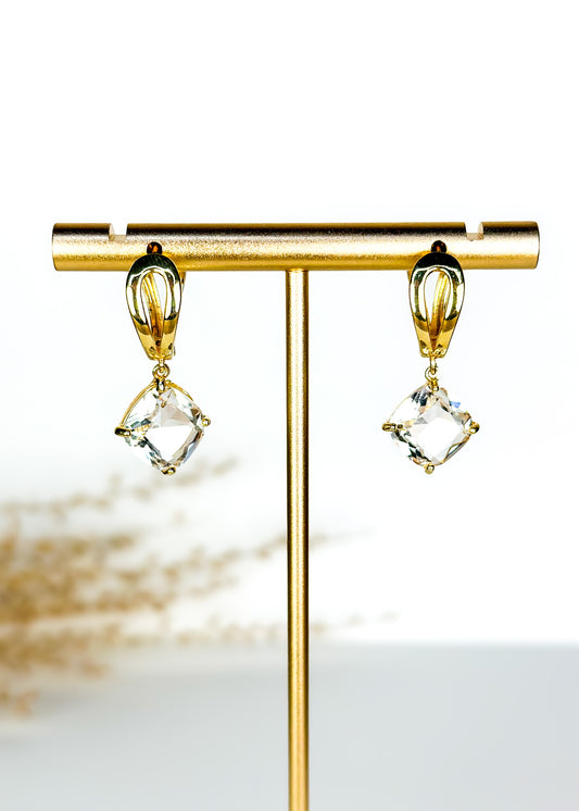 Susan Diamond Drop Earrings - Gold
