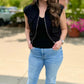 Black Mock Neck Zipper Vest