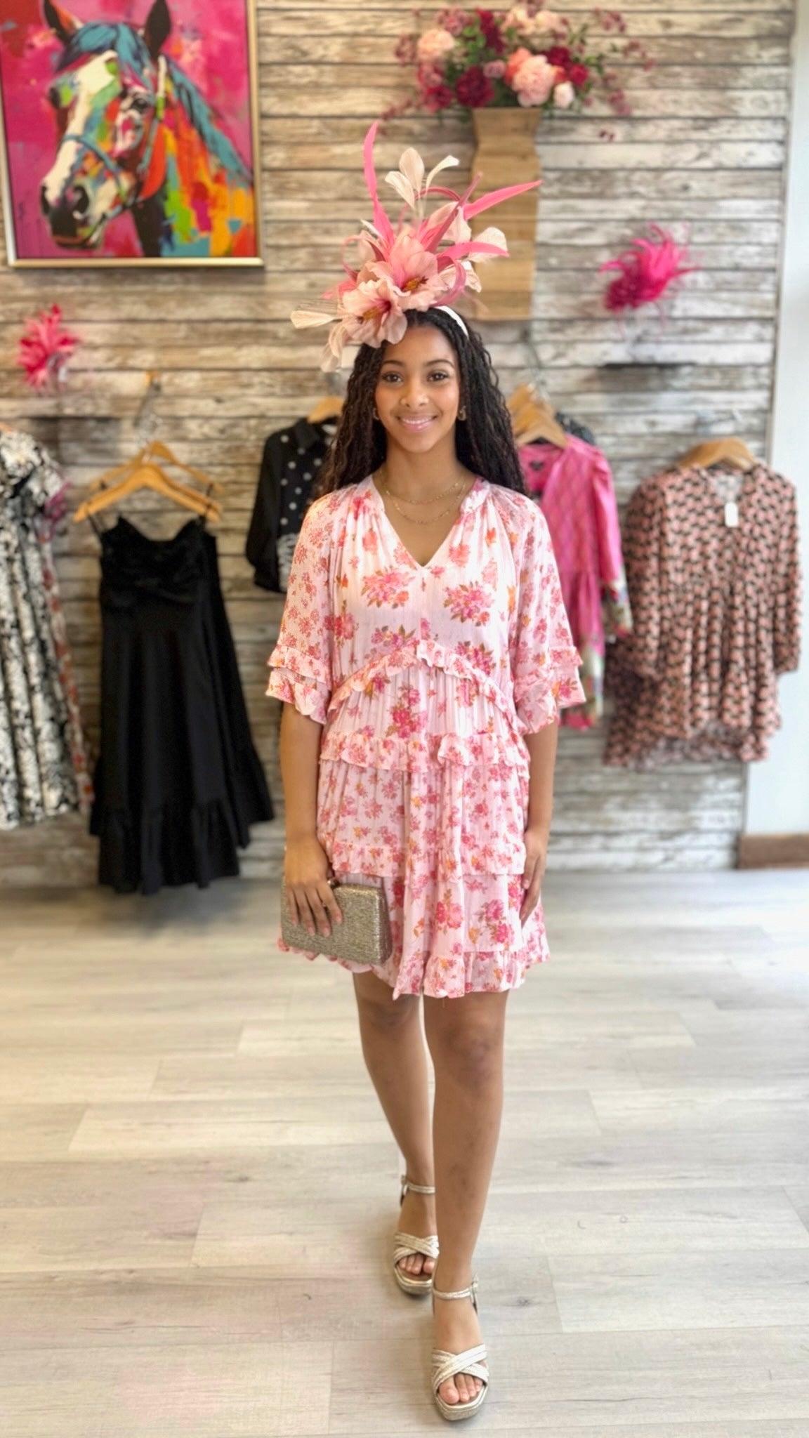 Angie Ruffle Dress - Pink