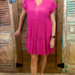 Terrific Tiered V Neck Babydoll Dress - Pink