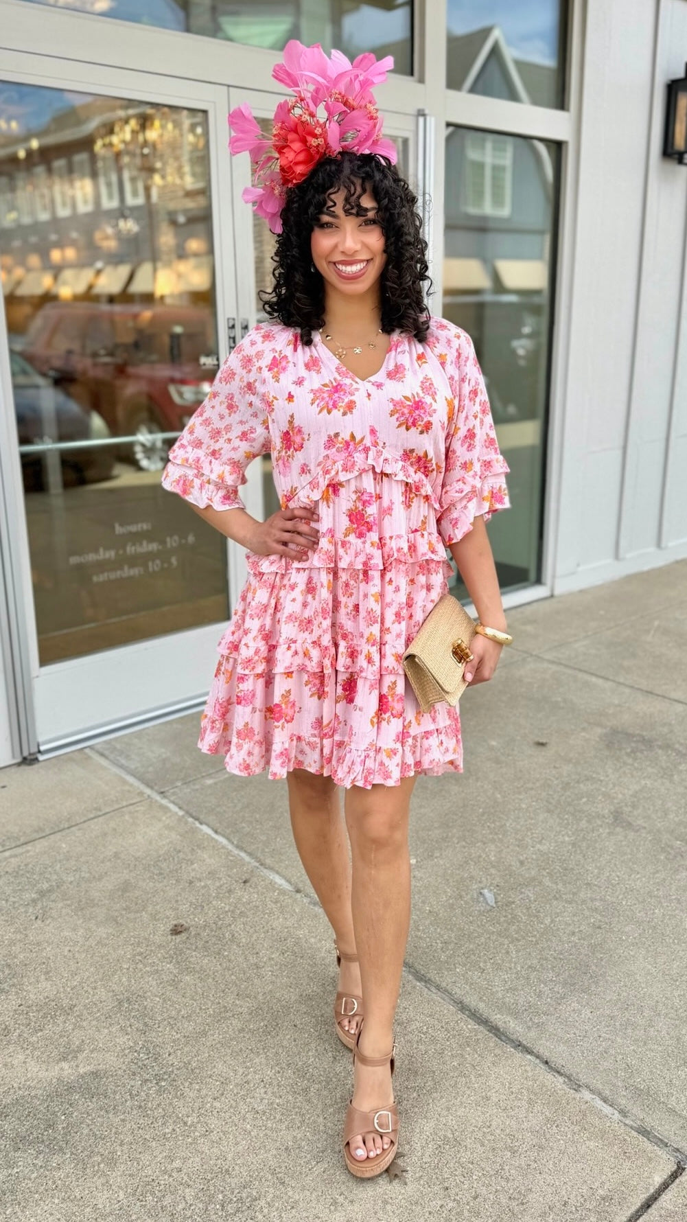 Angie Ruffle Dress - Pink