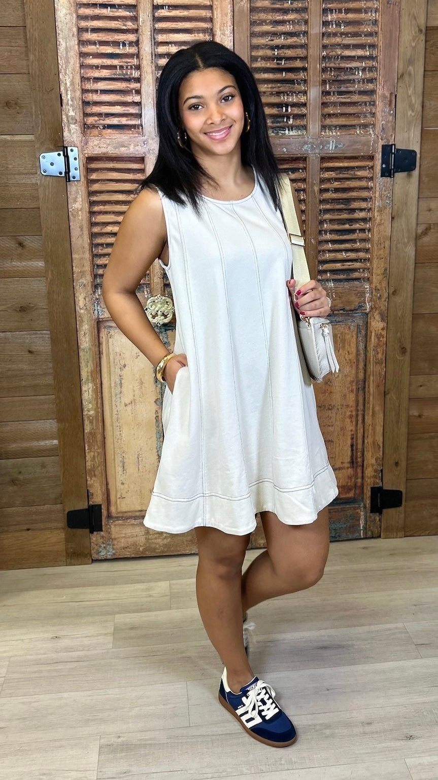 Kameron Sleeveless Dress - Stone