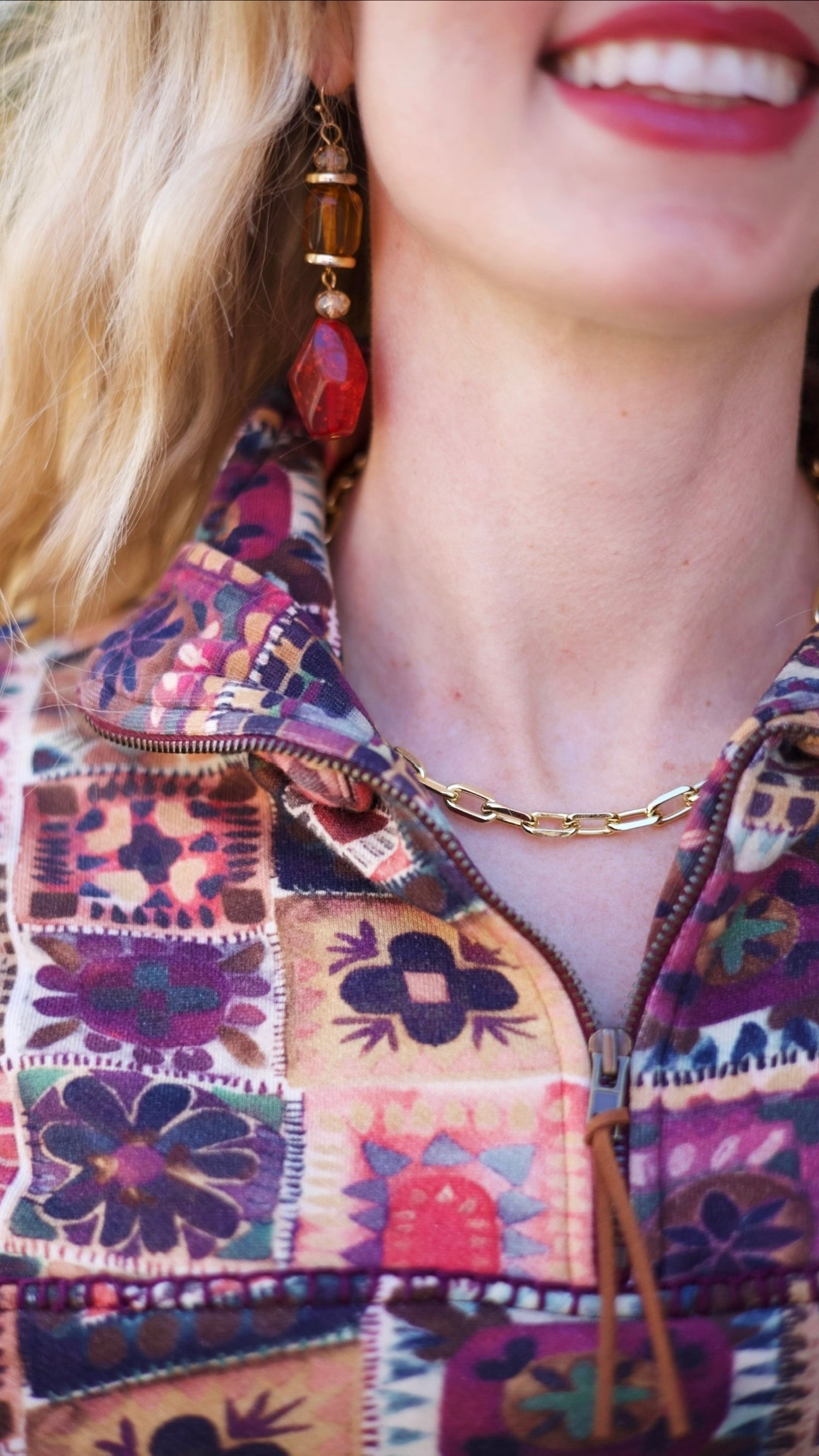 Ivy Jane Zip Front Terry Popover - Plum