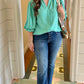 Sarah Button Up Blouse - Emerald