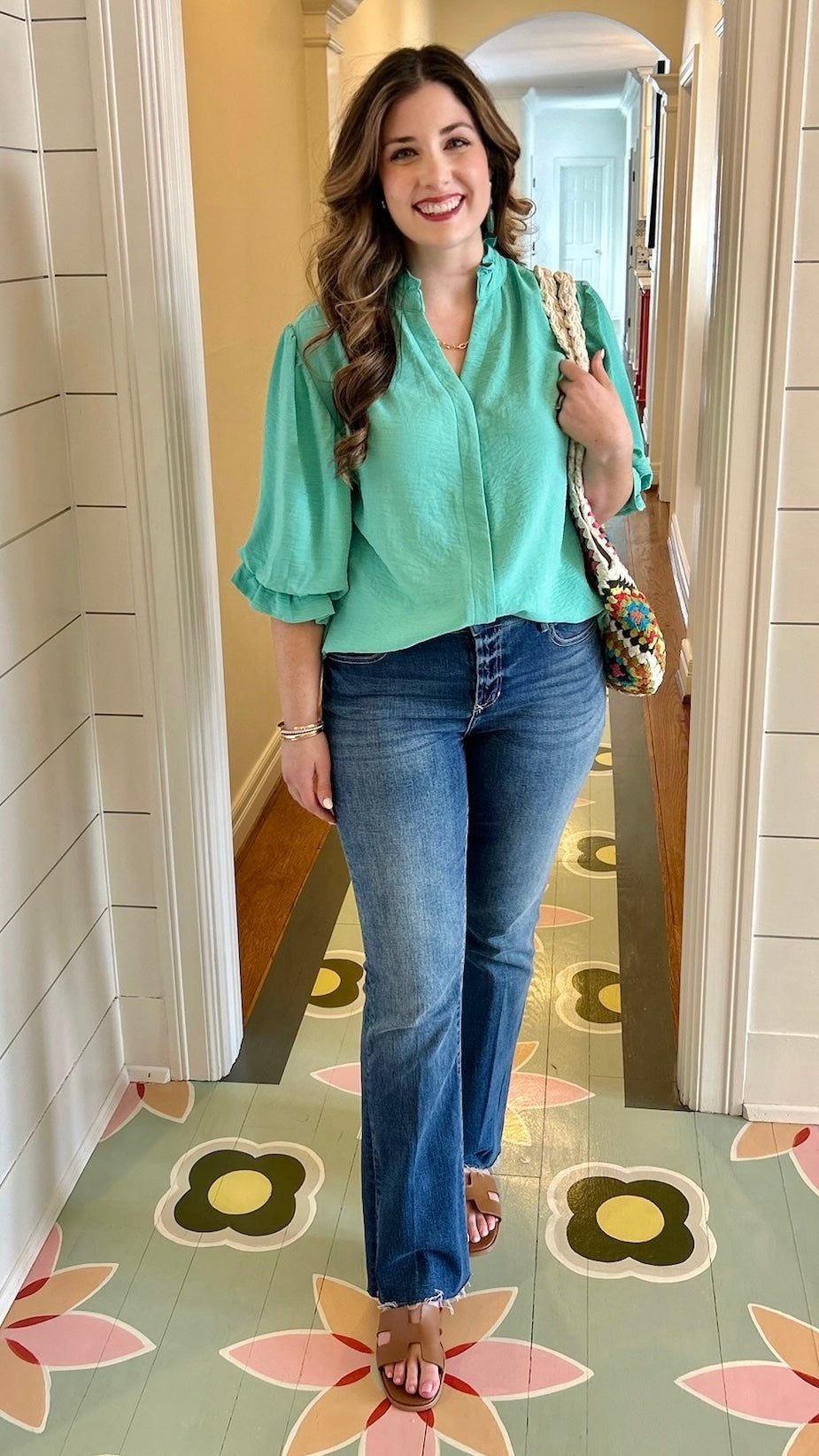 Sarah Button Up Blouse - Emerald