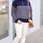Hamptons Stripe Sweater - Navy