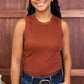 Nayani Knit Sleeveless Top - Brick