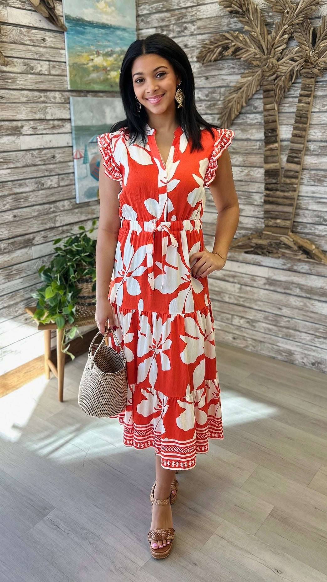 Saylor Tiered Dress - Orange