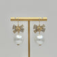 Gold Bow & Ball Pearl Earrings