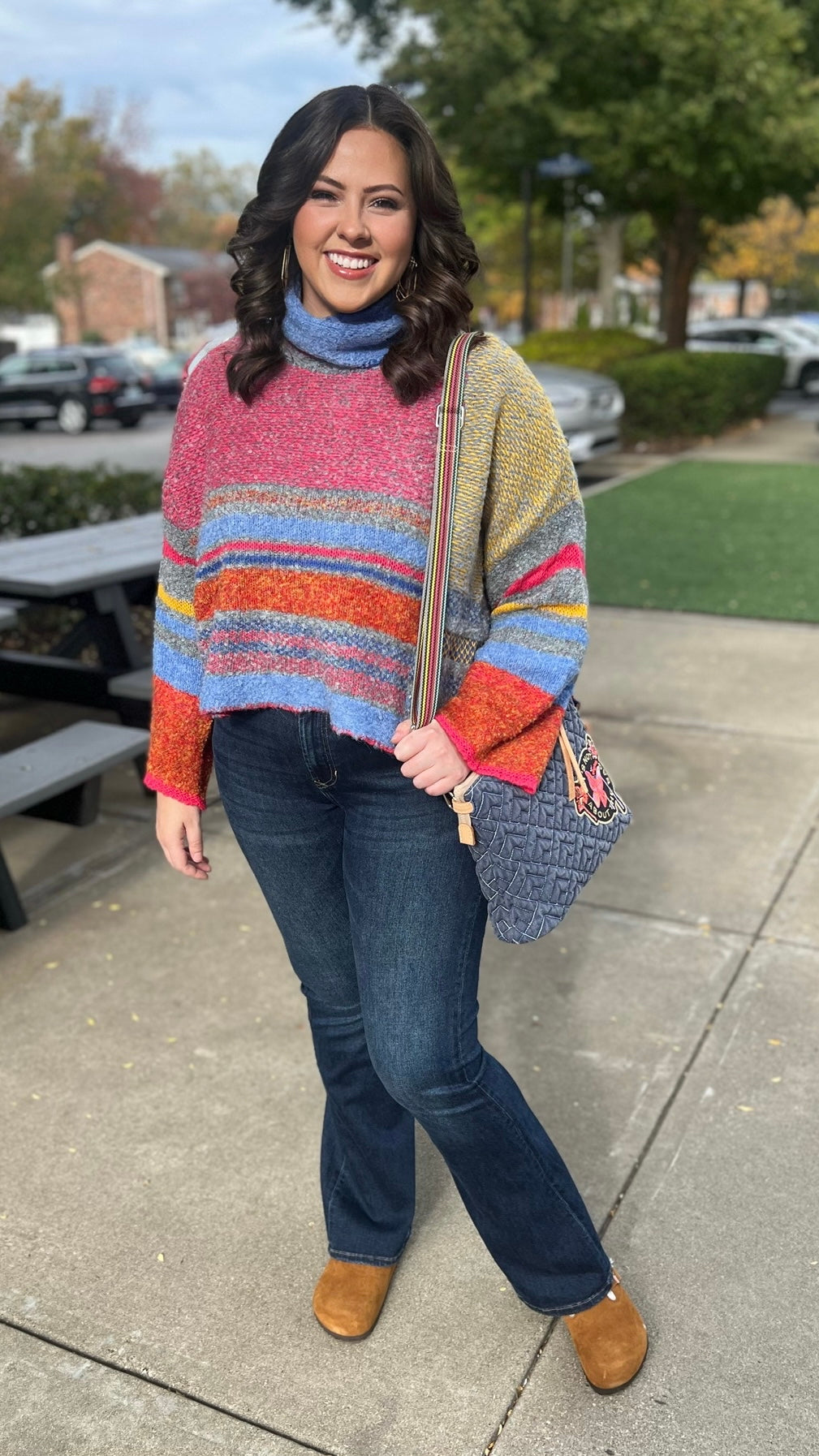 Sweet Stripe Crop Turtleneck Sweater - Multi