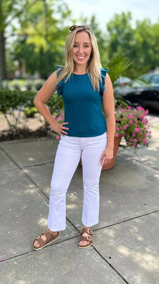 Another Love North Flutter Sleeve Top - Teal