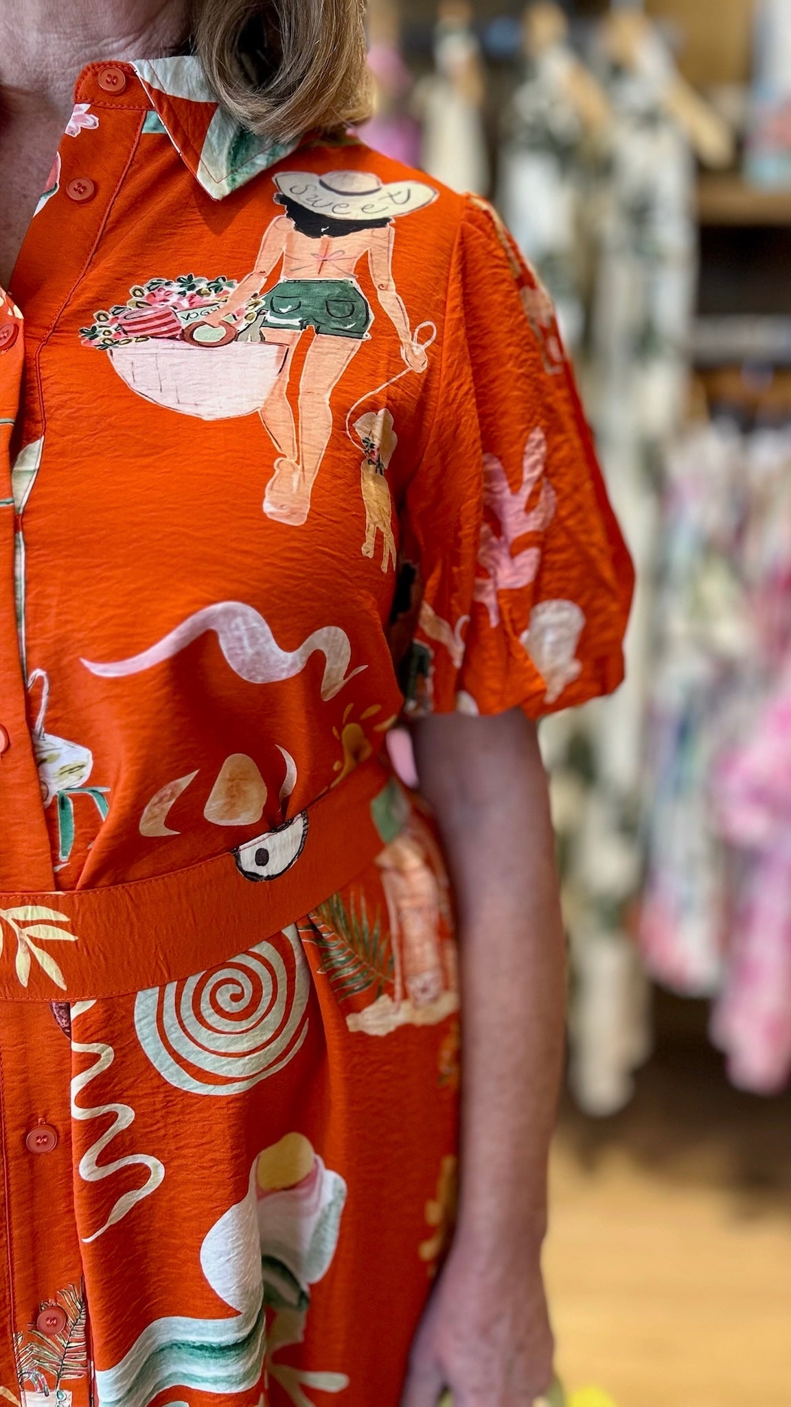 Maya Beach Belted Dress - Orange