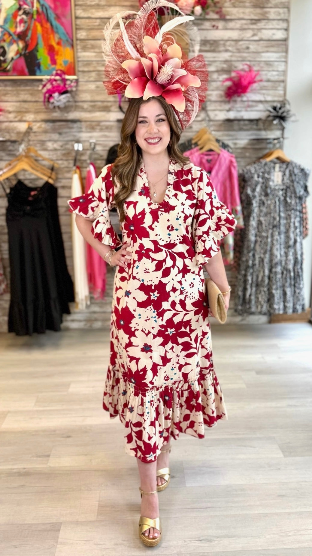 Soleil Floral Dress - Red