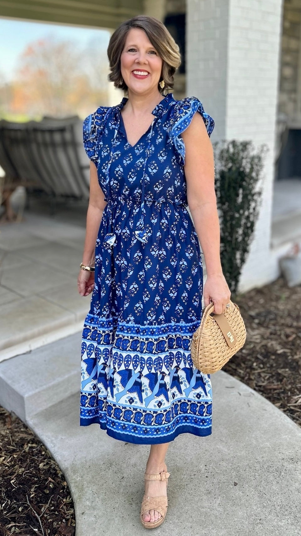 Amelia Navy Abstract Midi Dress