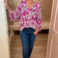 Purple Puff Sleeve Floral Top