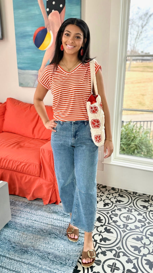 Delilah Stripe Top - Orange