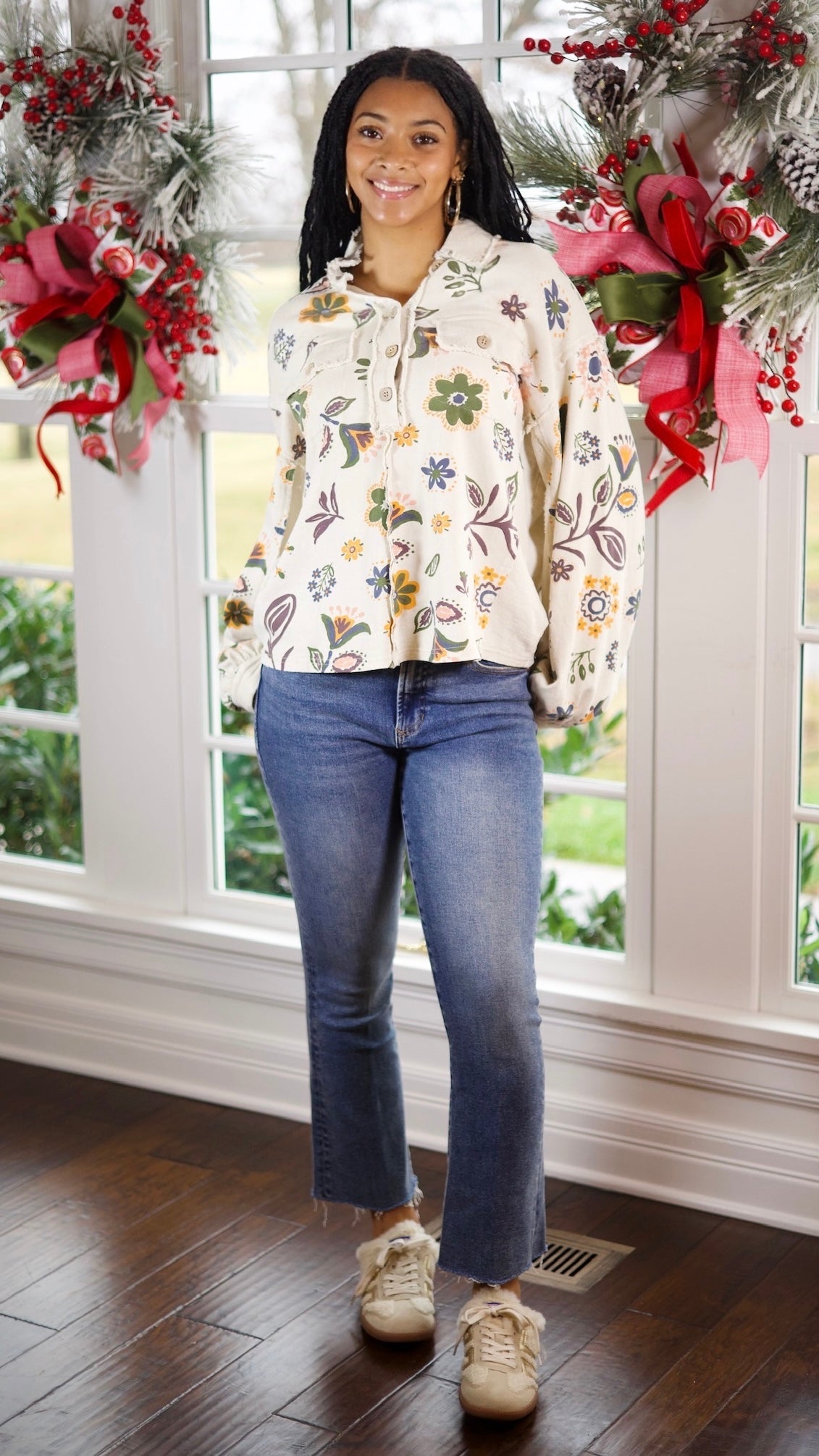 Ecru Floral Pullover