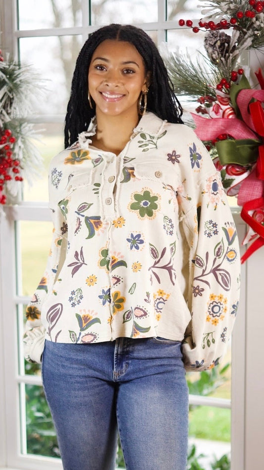 ECRU FLORAL PULLOVER