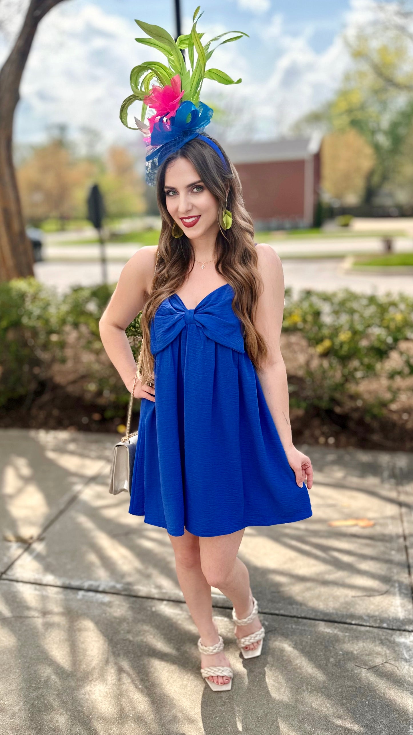 Little Blue Bow Babydoll Dress