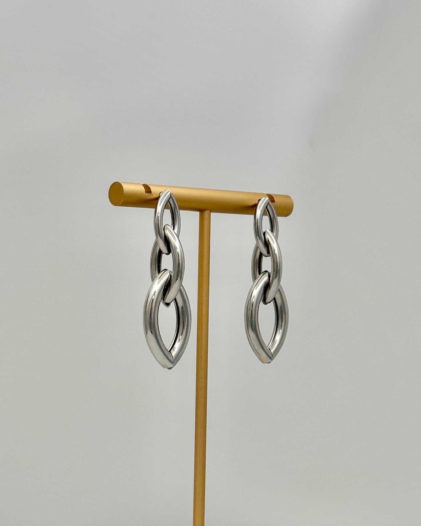Marquise Chain Drop Earrings - Silver