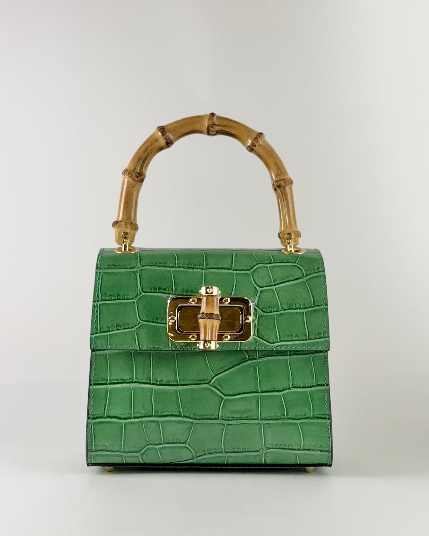 German Fuentes Bamboo Leather Bag - Green