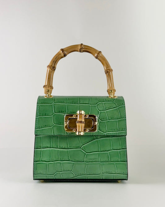 German Fuentes Bamboo Leather Bag - Green