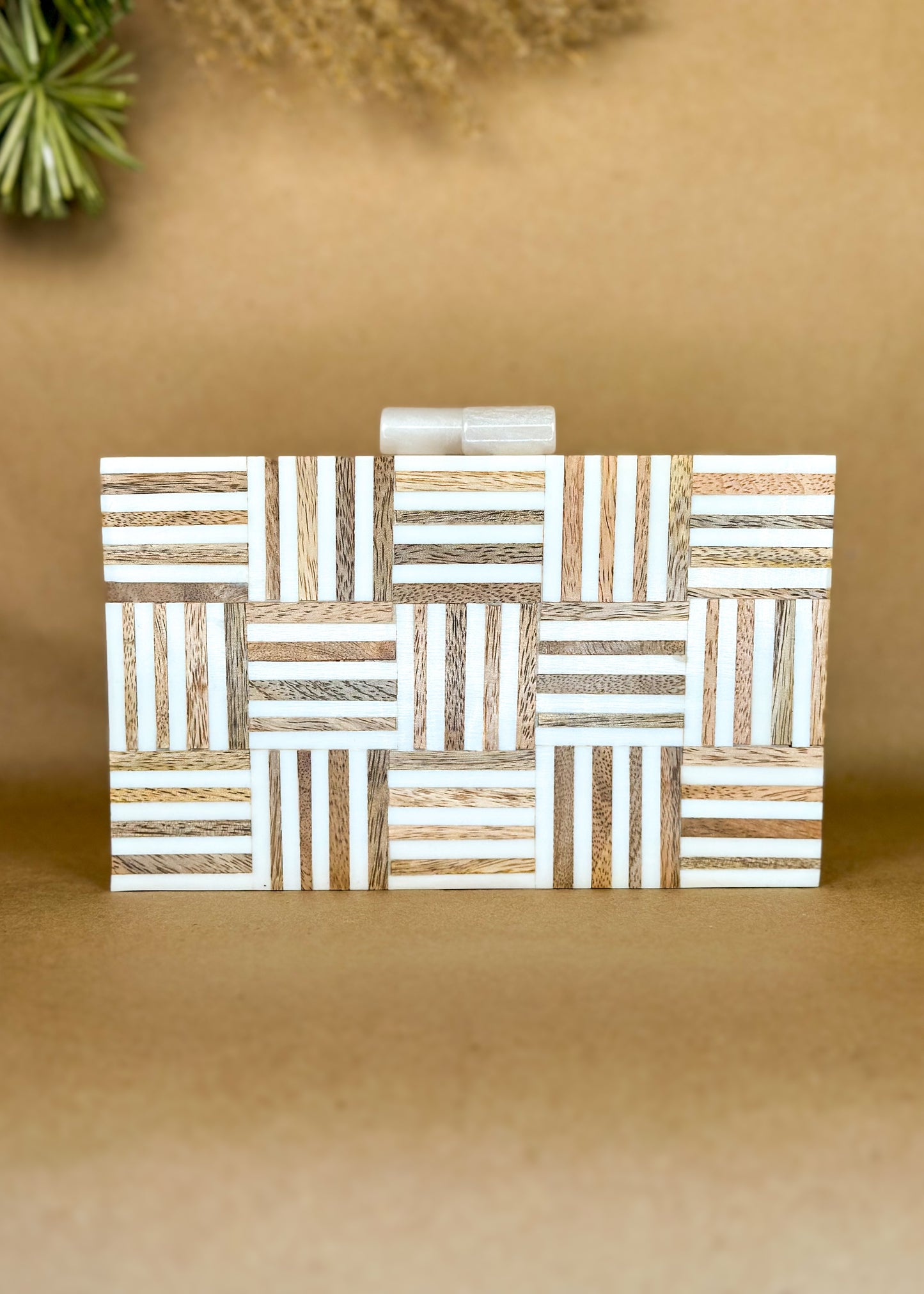 Woven Pattern Box Clutch/ Crossbody Purse