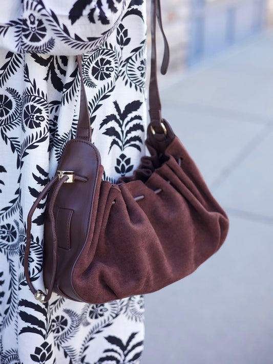Cinch Bag - Chocolate Suede