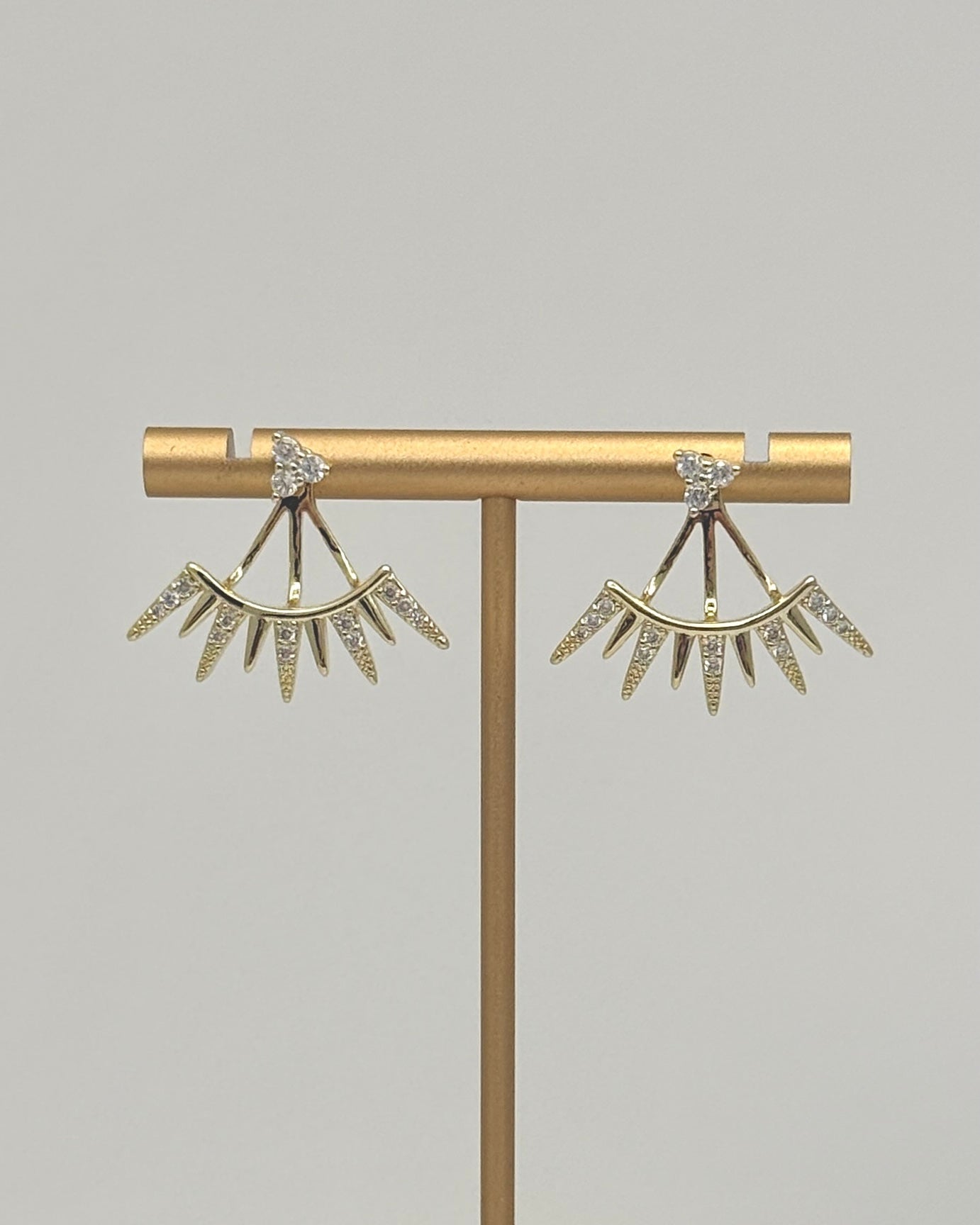 Rhinestone Spider Leg Earrings - Gold