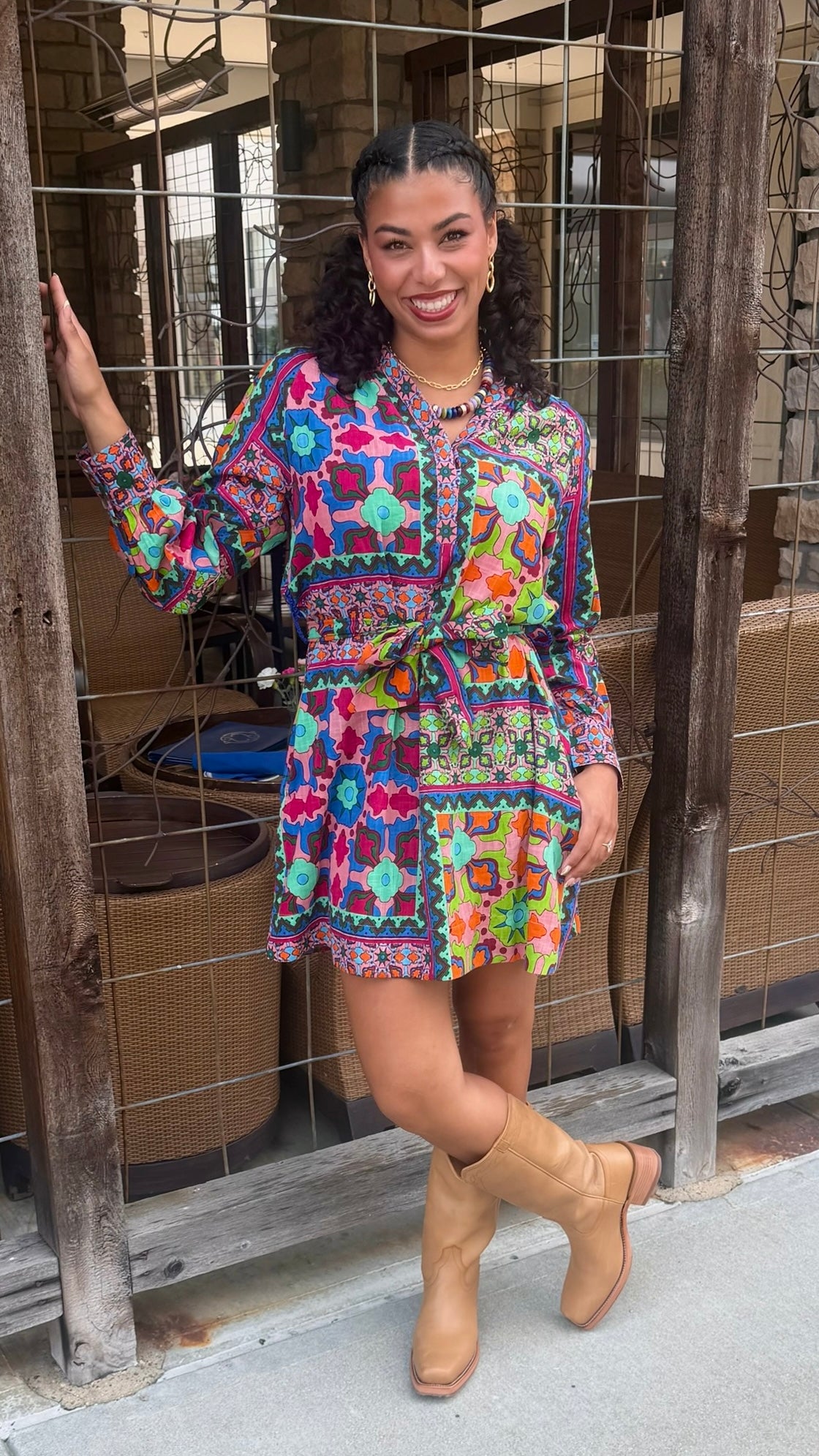 Ivy Jane Popover Patch Print Dress