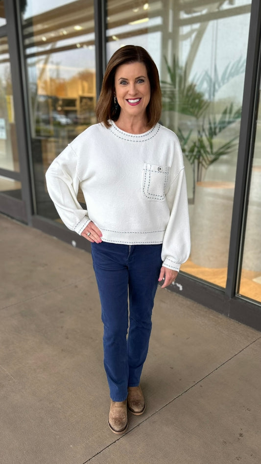 Amelia Blue Stitch Sweater