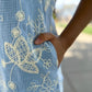 Kenzie Floral Embroidered Dress - Blue
