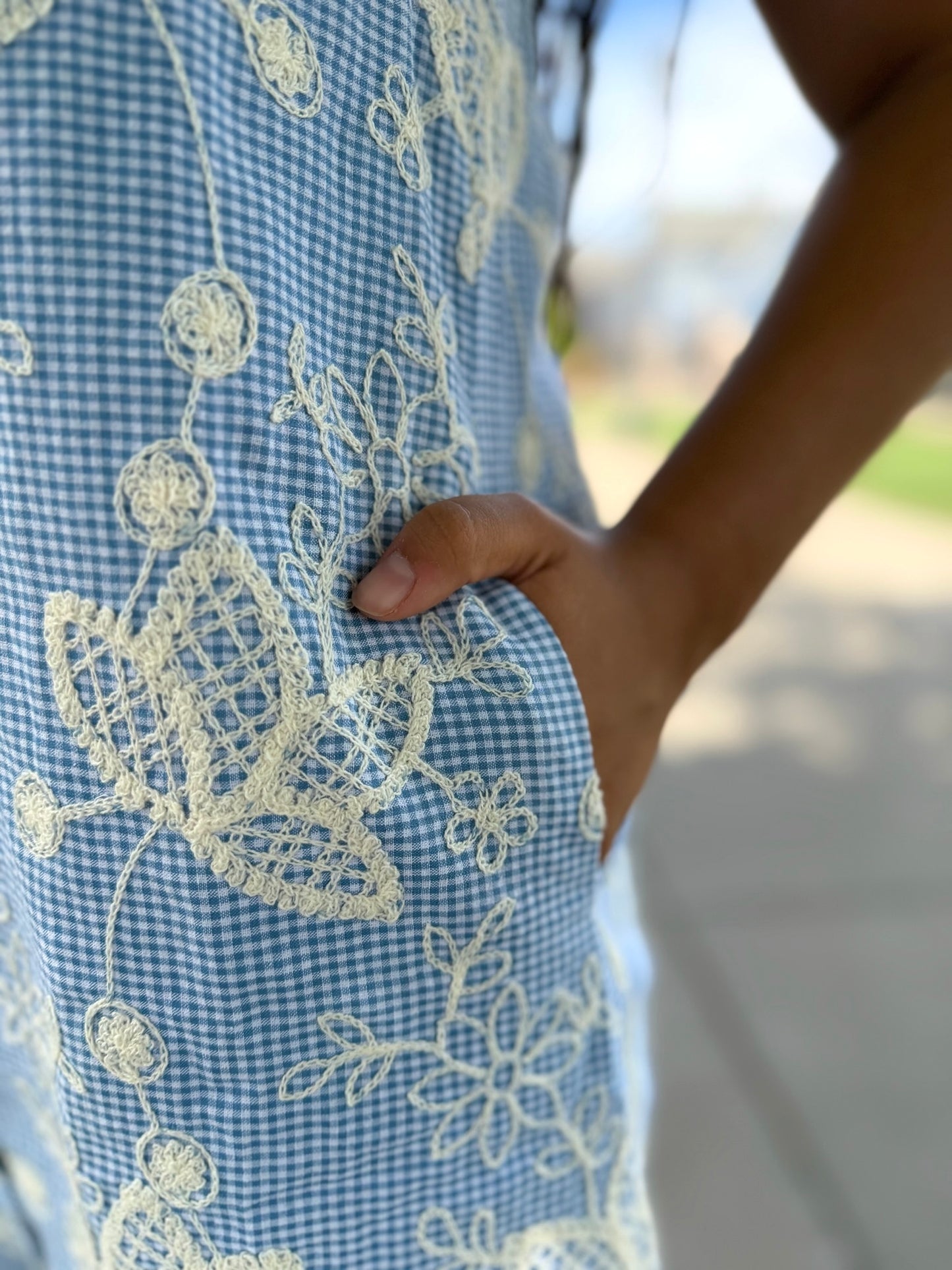 Kenzie Floral Embroidered Dress - Blue