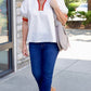 Tiffany Trim Top - Rust