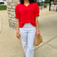 Tilly Collared Top - Red
