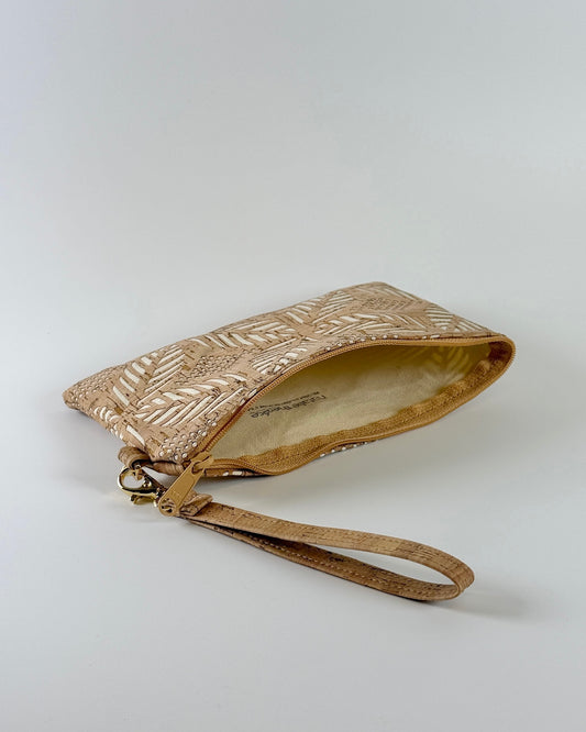 Cream Palm Die Cut Cork Wristlet