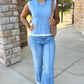 Elise Double Layered Knit Top - Light Blue